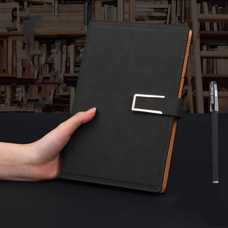 Office Notepad Black A5 Sheepskin Buckle