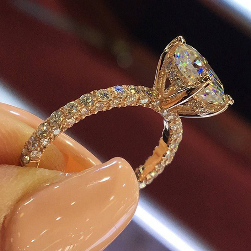 New Flash Diamond Engagement Ring/Gift For Girlfriend Wife Lover Fiancee-Gold
