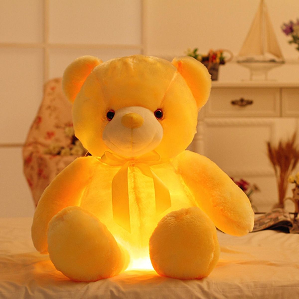 Creative Teddy Bear Plush Toy Light Up LED Glowing Teddy Yellow-30cm
