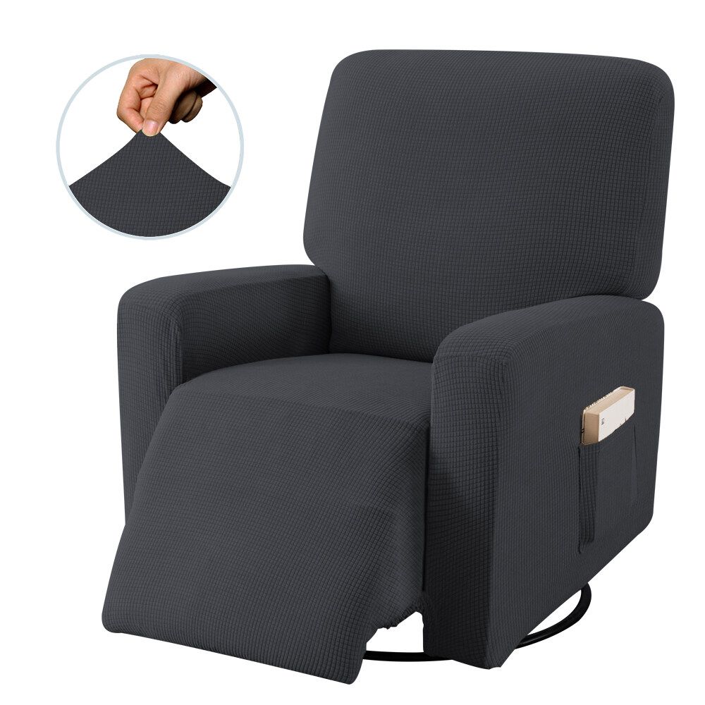 Stretch Recliner Chair Covers Washable Jacquard Fabric Non-slip Sofa Dark Grey