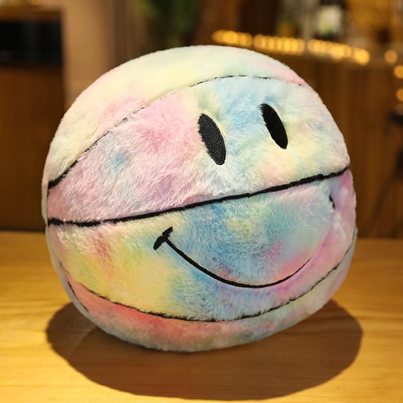 30cm Creative Smiley Basketball Plush Toy Cute Stuffed Smile Ball Throw Pillow Baby Kids Boys Soft Toys Home Decoration