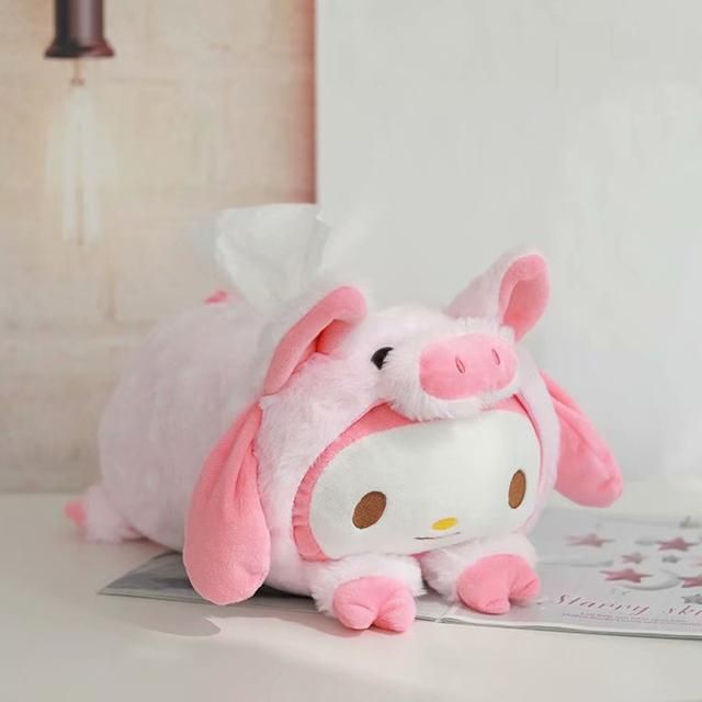 32*20cm Cartoon Transform Kitty whit dog Warmer plush Cushion Pillow Cute Melody KT Pig Tissue Box Kids Girl Birthday Gifts