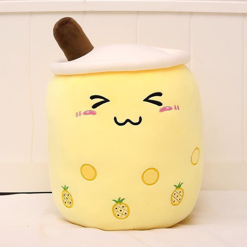 24cm Bubble Tea Plush Toy Boba Fruits Juice Drink Bottle Plushie Grape Pineapple Apple Strawberry Avocado Pearls Milk Tea Gift