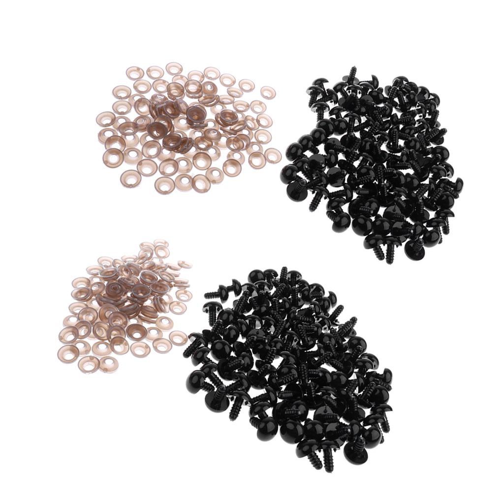 200x 10mm 12mm Black Plastic Safety Eyes Amigurumi Toy Teddy Bear DIY