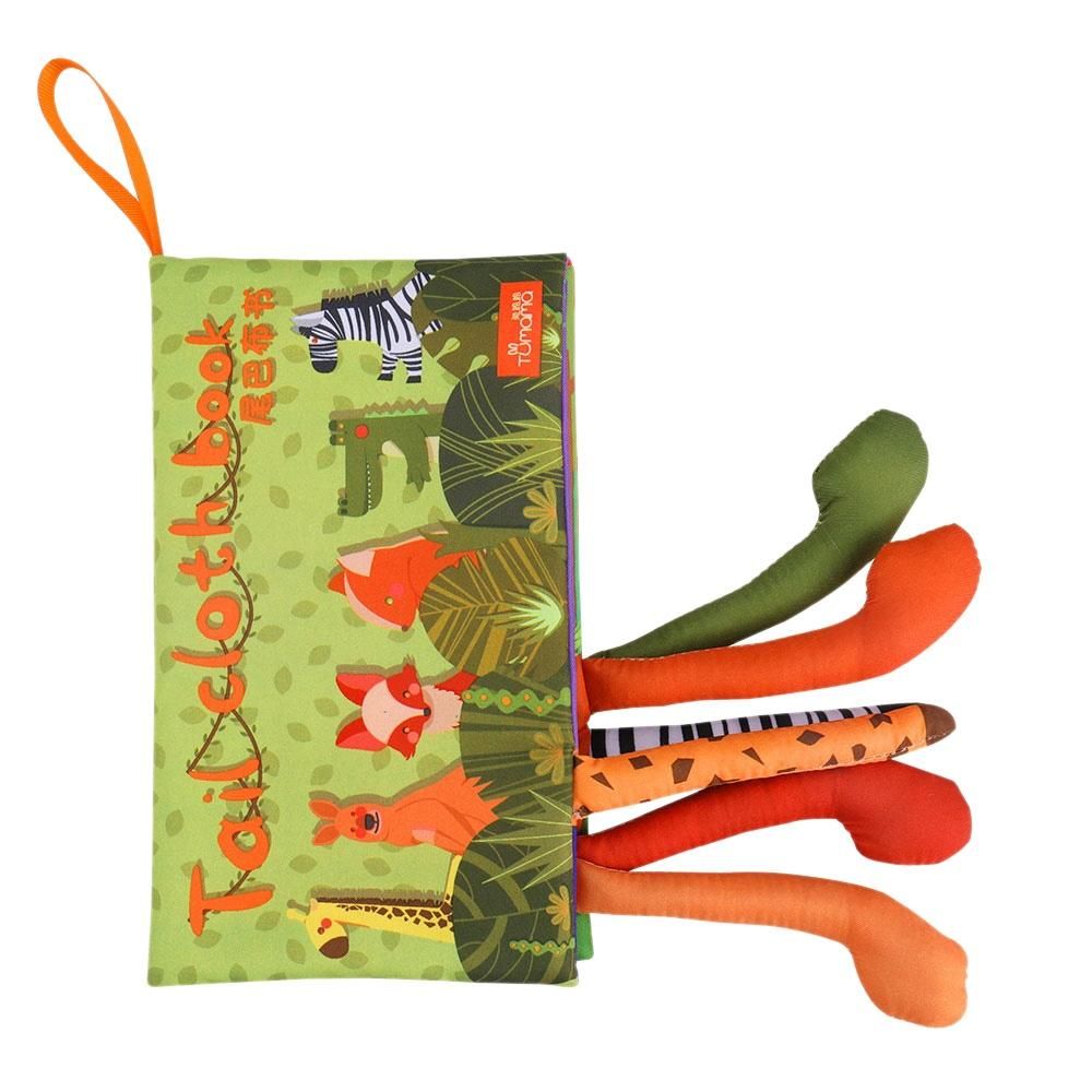 TUMAMA Baby Rattles Mobiles Toy Soft Animal Tails Cloth Book Newborn Stroller Hanging Toy Baby Early Learning Educational Toys Green