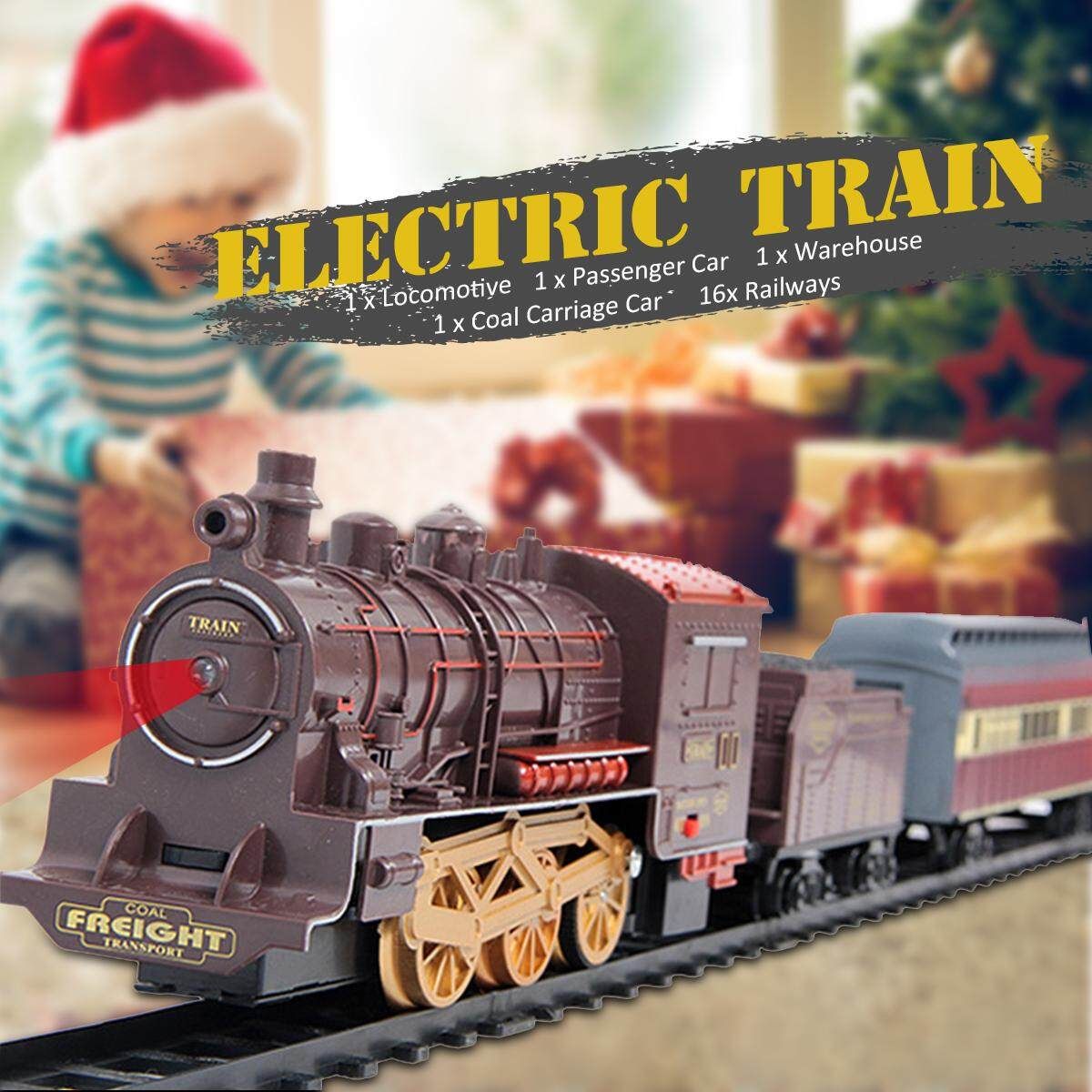 Classic Electric Train Passenger Carriage Kids Railway Track Toy Christmas Gift