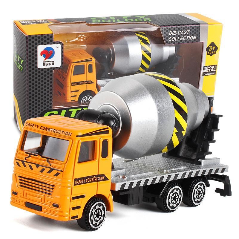 Inertia alloy car, fire truck, mixer truck, excavator, excavator, boy, construction vehicle, children's toy, boy, girl, Christma