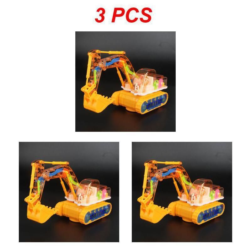 1~5PCS  The Same Electric Universal Transparent Mechanical Gear Excavator Colorful Light Music Engineering Car Model Toy