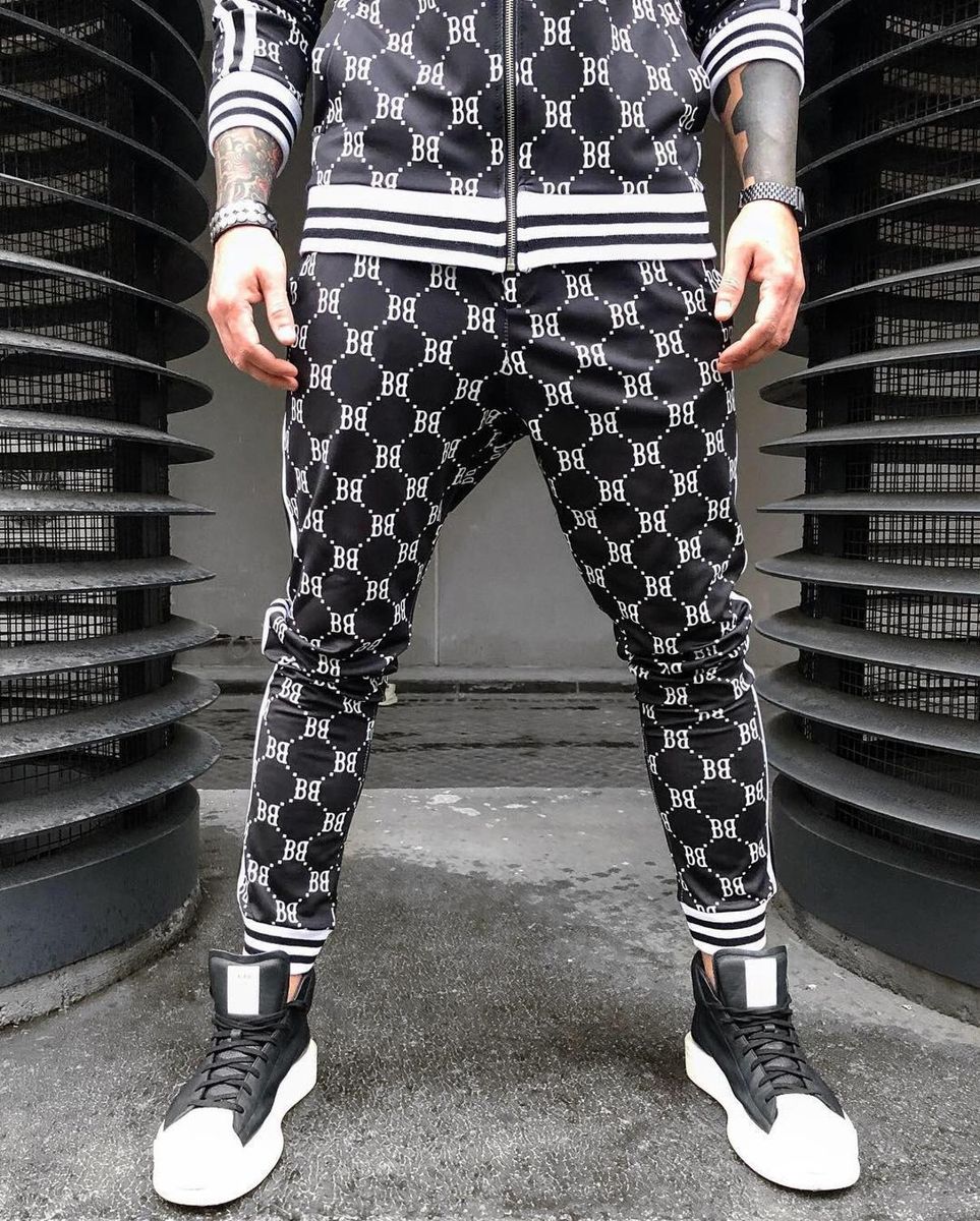 New 3D boxes Floral Printed Jogging Pants Fitness Men Pants Harm Style Balloon Striped Slim Men Training Pants