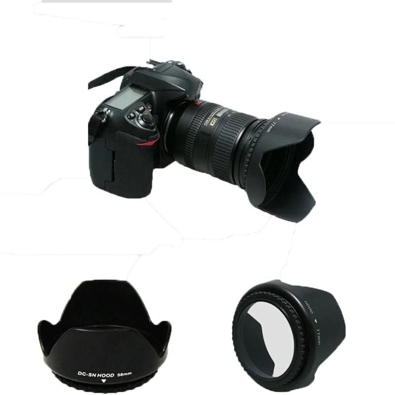 Hot Universal Digital Camera black Flower shape Lens Hood for Canon Nikon d5100 3100 18-55 Screw ral 52 mm
