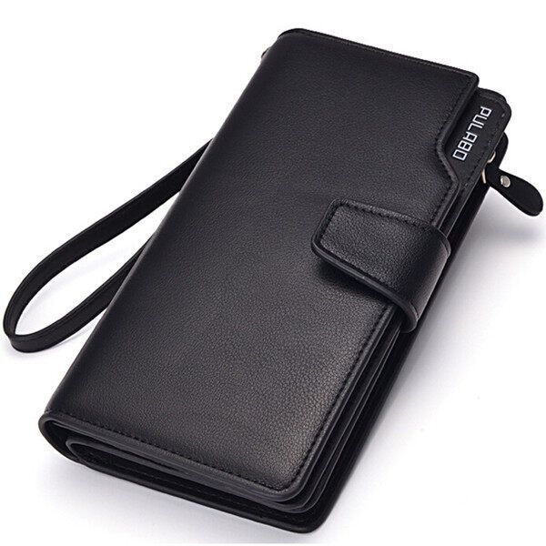 10pcs Men Long Wallet Zipper Credit Cards Mobile Phone Holder Black