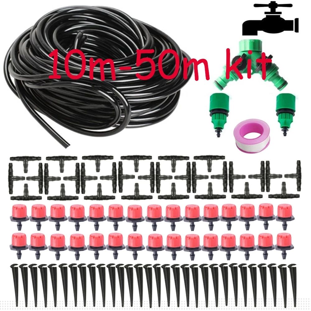DIY Automatic Irrigation System, Garden Watering Hose, Micro Drip Irrigation Kit With Adjustable Dripper, Spray Cooling System