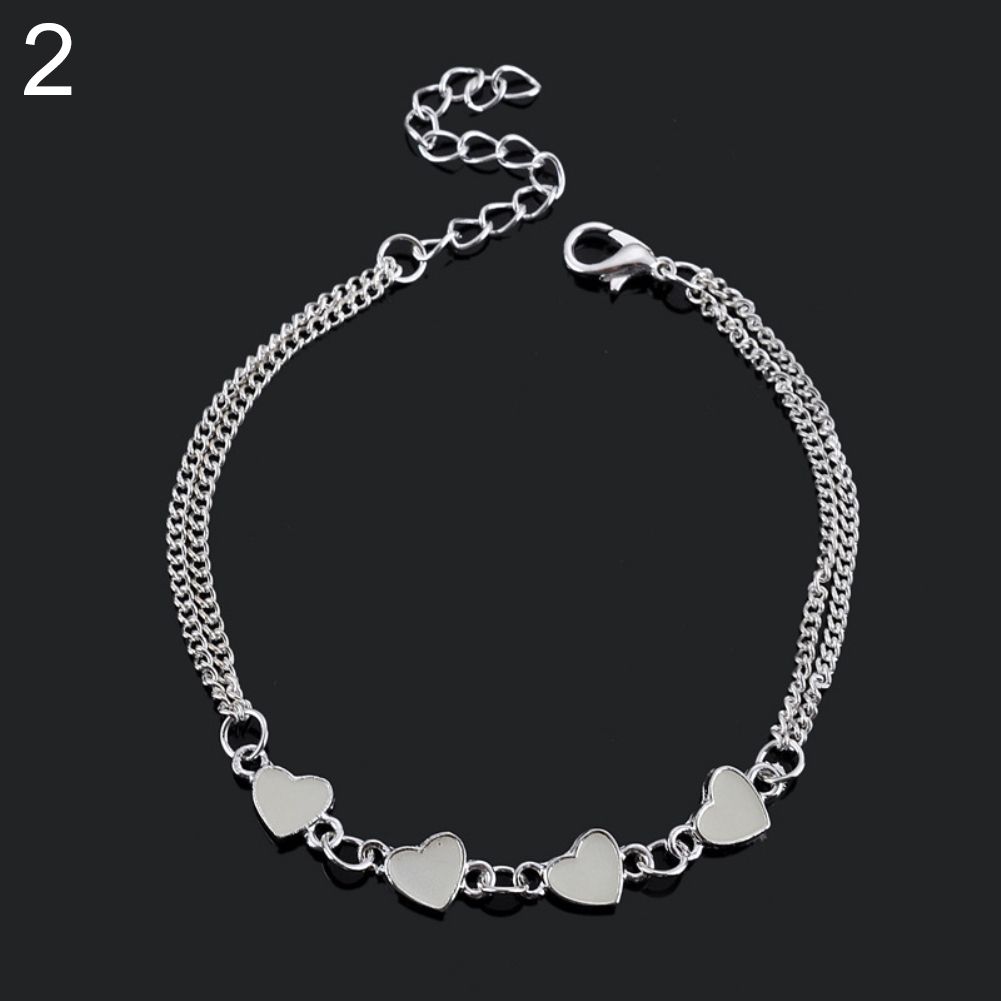 Little Star Heart Flower Glow In The Dark Ankle Bracelet Anklet Jewelry-Heart
