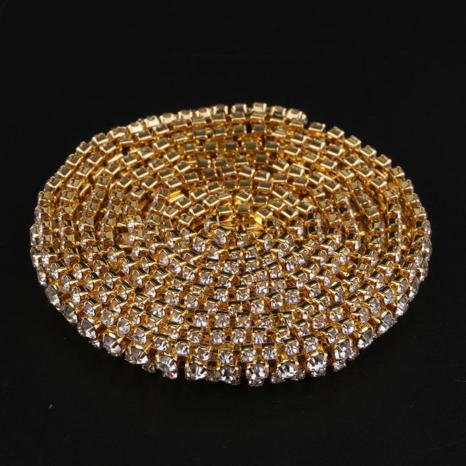 AB Diamond Golden Crystal Rhinestone Trims Claw Gold White Diamond