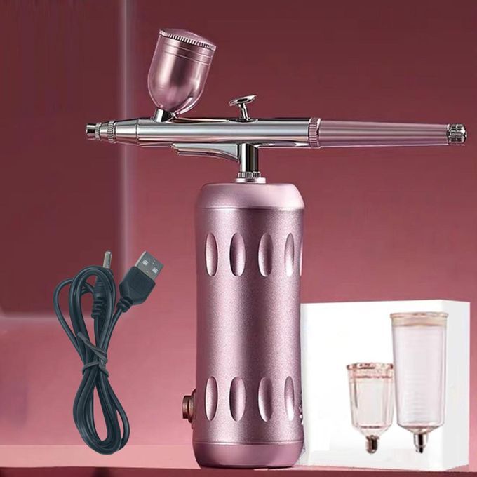 Airbrush Air Compressor Kit Handheld Cordless   Gun For Pink