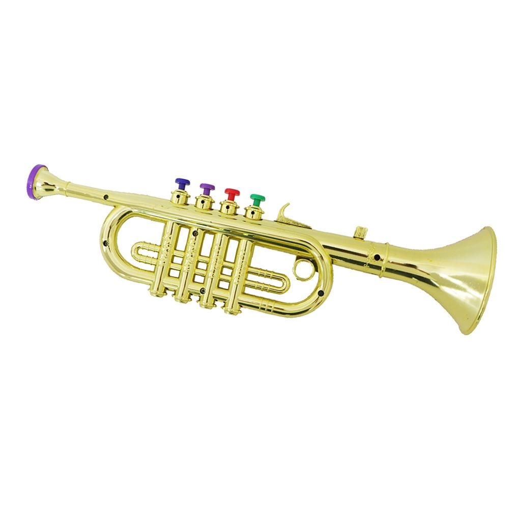 Mini Plastic Horn Trumpet Musical Instrument Toy Educational Kid  Gold