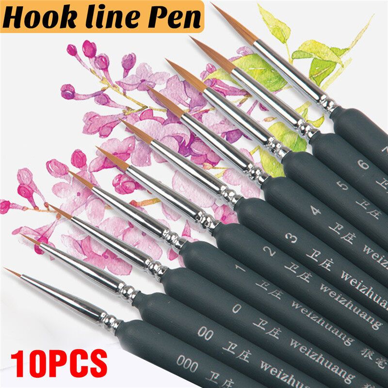 6/9/10 PCS/Set Artist Brush Hand-painted Hook Line Drawing Pen Art Miniatures Paint Brushes Fine Detail Gouache Refill Supplies