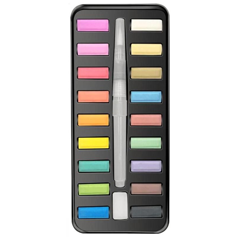 18 Colors Solid Watercolor Paint, with Brush, Portable Art