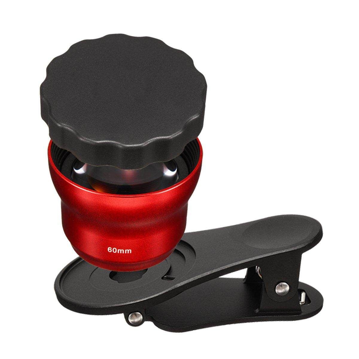 60mm Optical Lens For Cell Mobile Phone Camera Portrait With Universal Clip UK Red