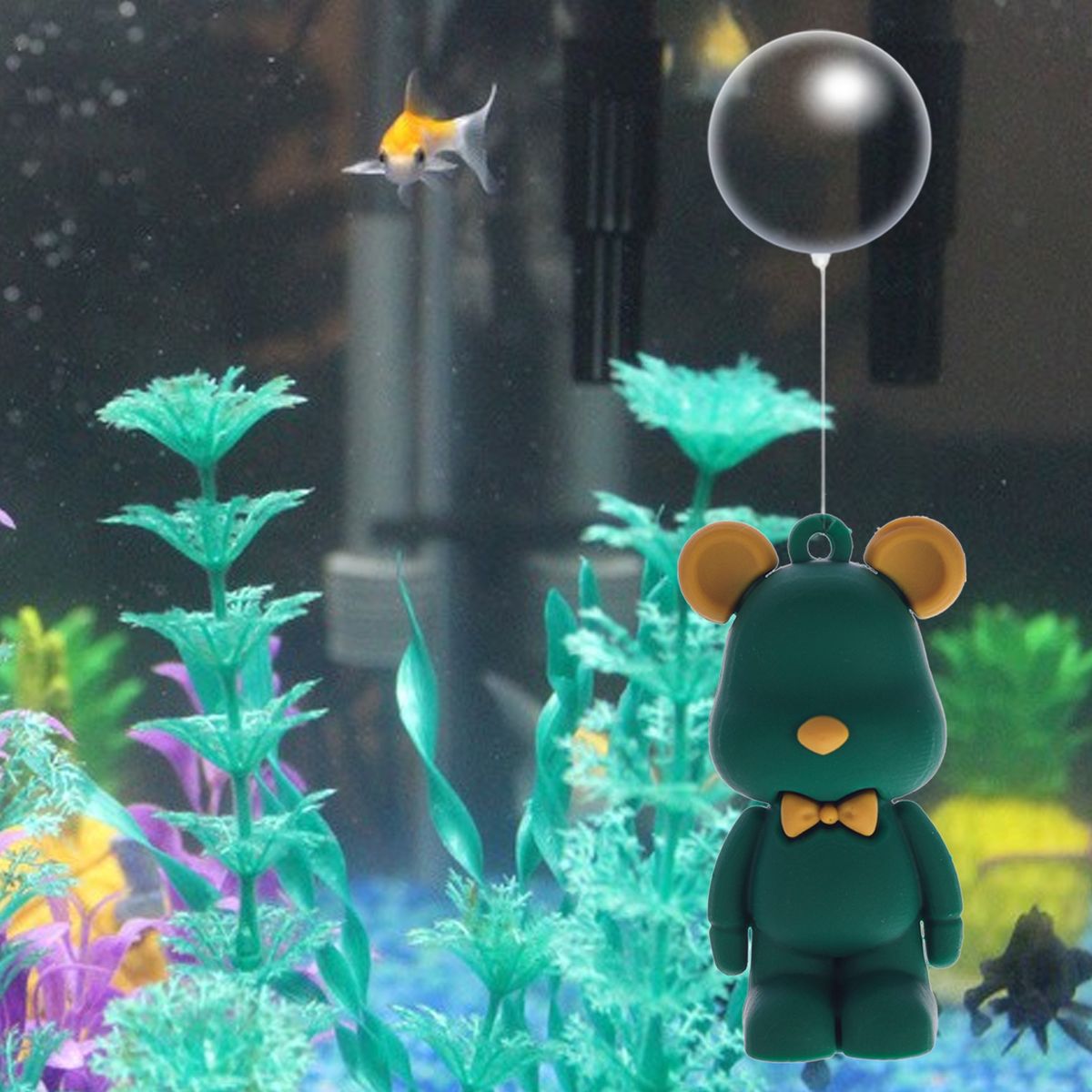 Fish Tank Ornament Bear Float Figurines Miniatures Green
