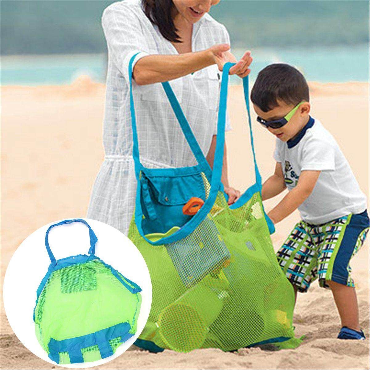 Large Foldable Mesh Sand Away Bath Bag Dredging Pouch Children's Beach Toys Bag