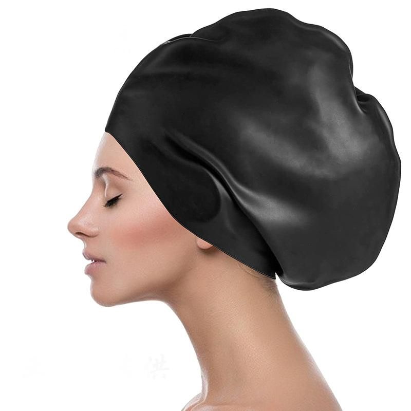 Silicone swim cap Large long hair dreadlocks head cap Blue
