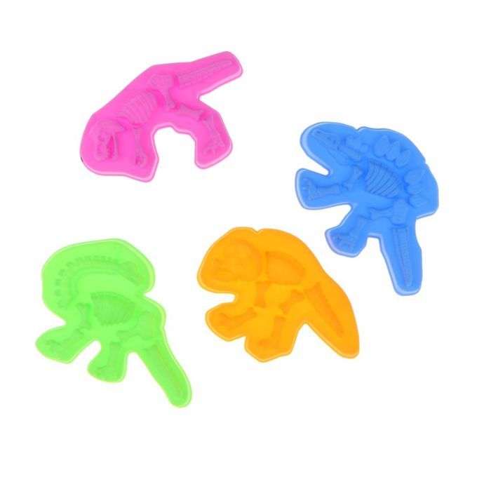 Set Of 4 Plastic Dinosaur Skeleton Sand Molds Beach Sand Box Kids Toy