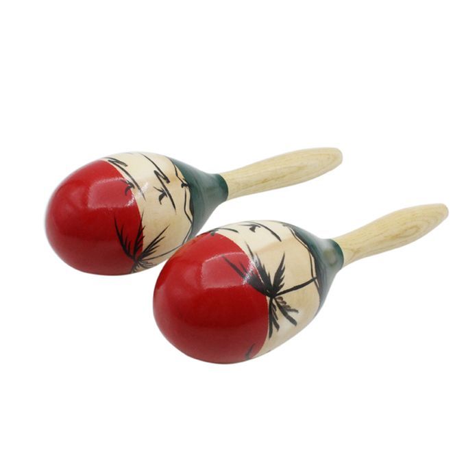 Pair Of Wooden Large Maracas Rumba Shakers Rattles Sand