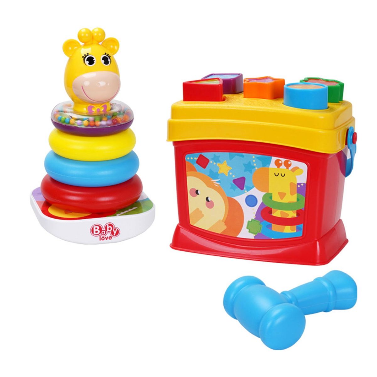 Shape Sorter Toy Geometric Figure Rainbow Tower Stacking Ring Multicolor