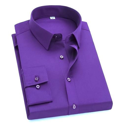 Men's Corporate Quality Formal Plain Purple Long Sleeve Shirt