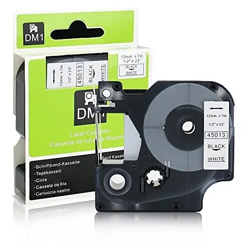 Standard D1 45013 Labeling Tape - Black Print On White Tape - 1 Cartridge