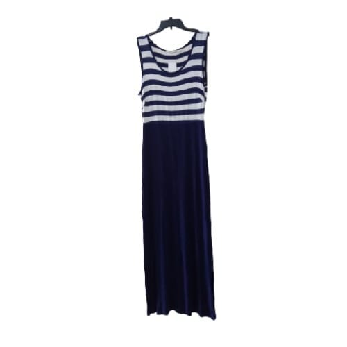 Young Women's Long Dress- Navy Blue And White/blue Top