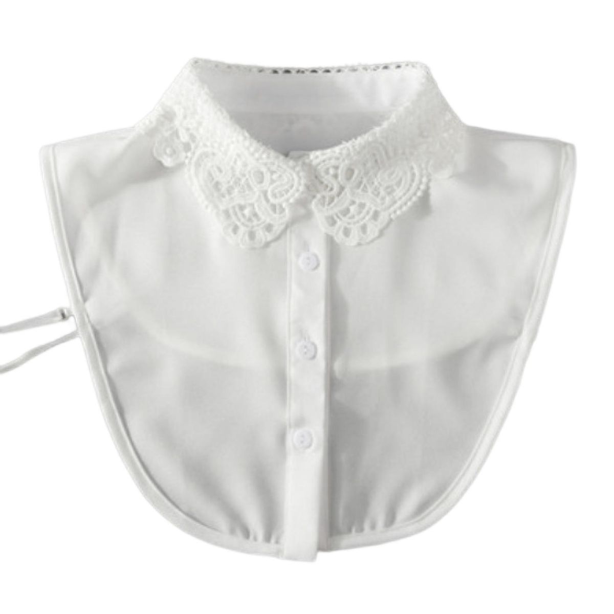 Fake Collar Solid Color Lace Hollow Out Flower-Warm White
