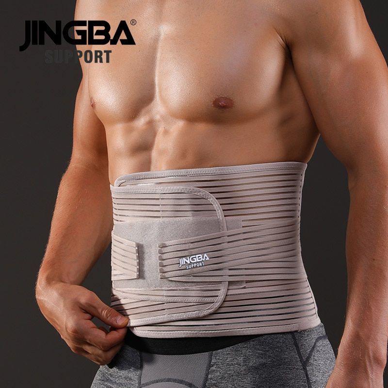 Back Support Waist Trainer Corset Sweat  Orthopedic Belts Trimmer Ortopedica Ne Support Pain Relief -Khaki 48