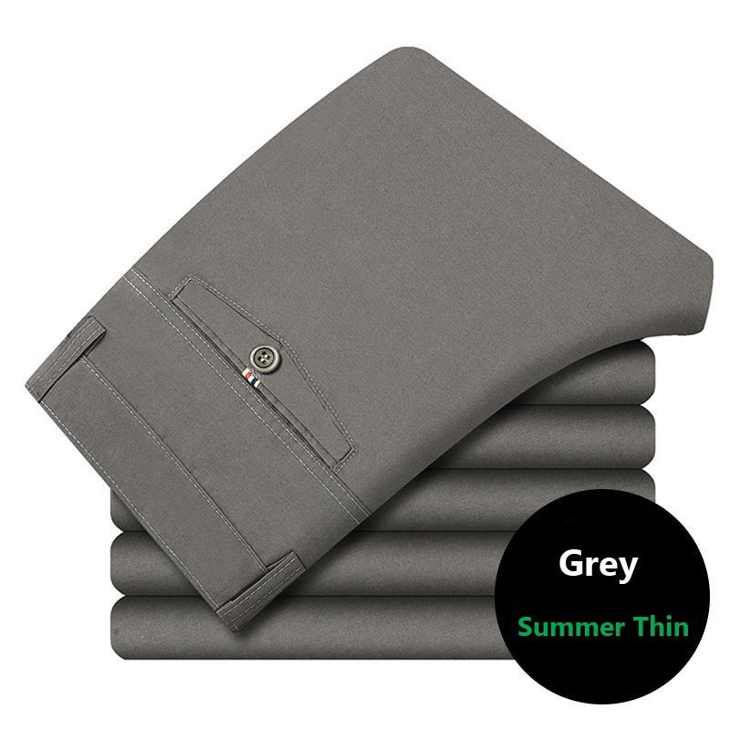 Spring Autumn Middle-aged Casual Trousers Men's Straight Slacks High Waists