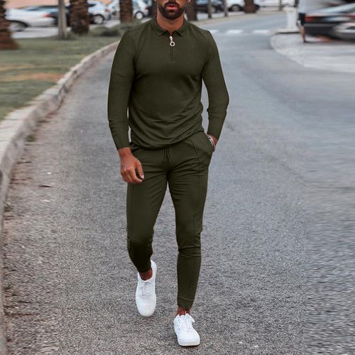 Fall Gym Sport Wear Two Piece Custom Logo Jogger Pant Sets Fashion Mens Tracksuit(#Army Green)