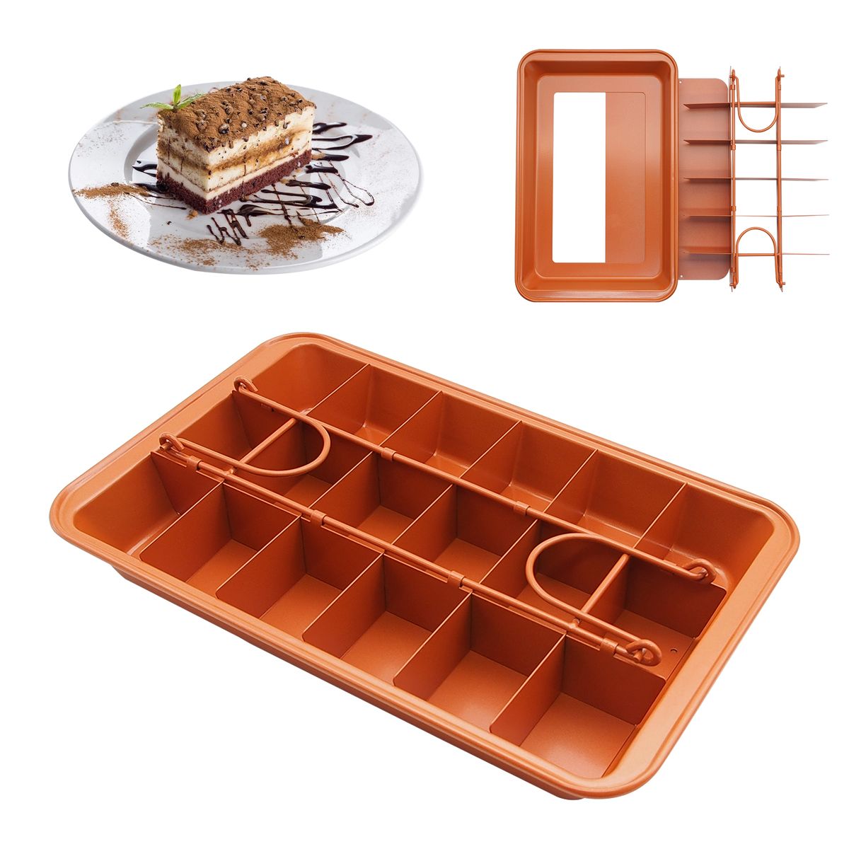 Brownie Pan With Dividers Non-stick Divided Brownie Pan With