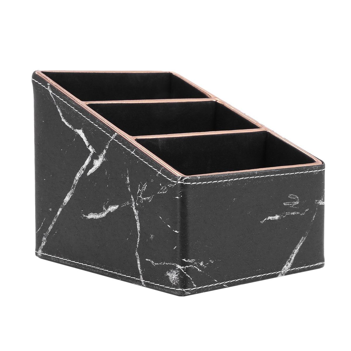 3 Slot PU Leather Remote Controller Holder Organizer, Home Sundries Storage Box, TV Guide/Mail/CD Organizer/Caddy