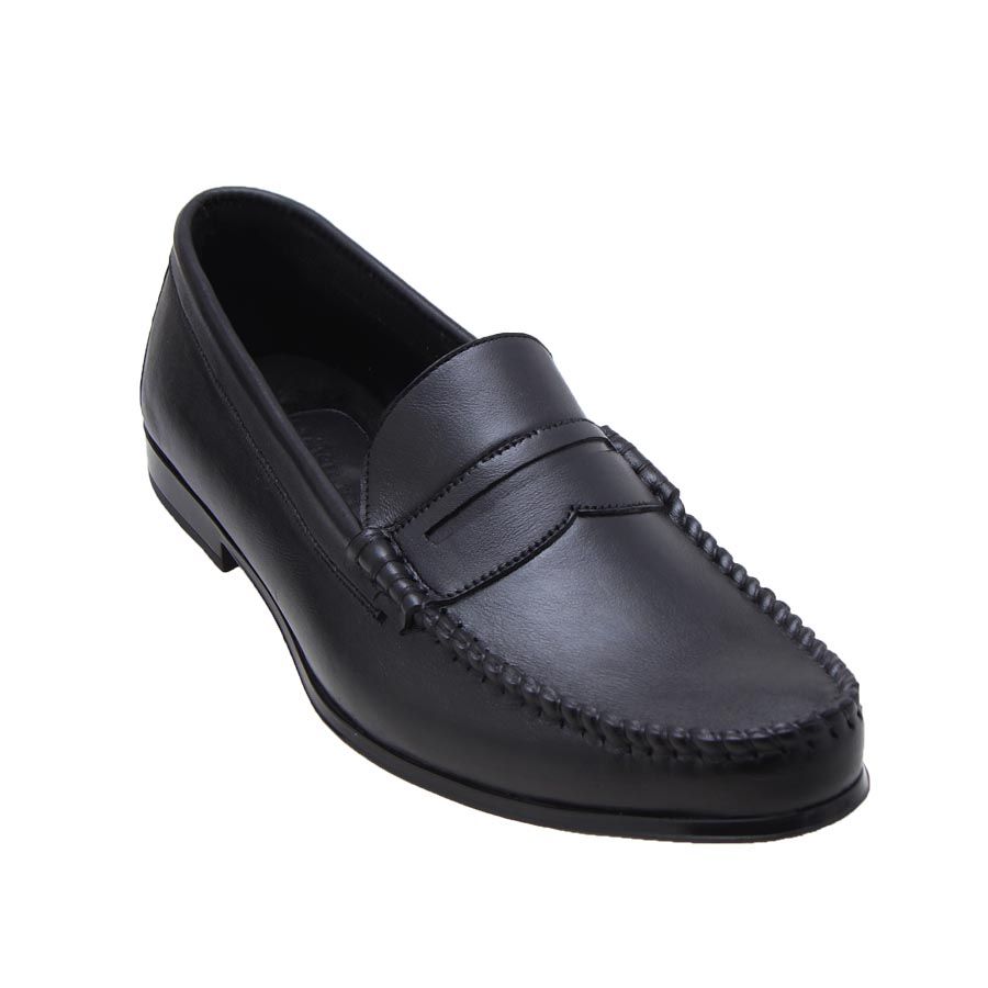Belt Detail Leather Loafers - Black