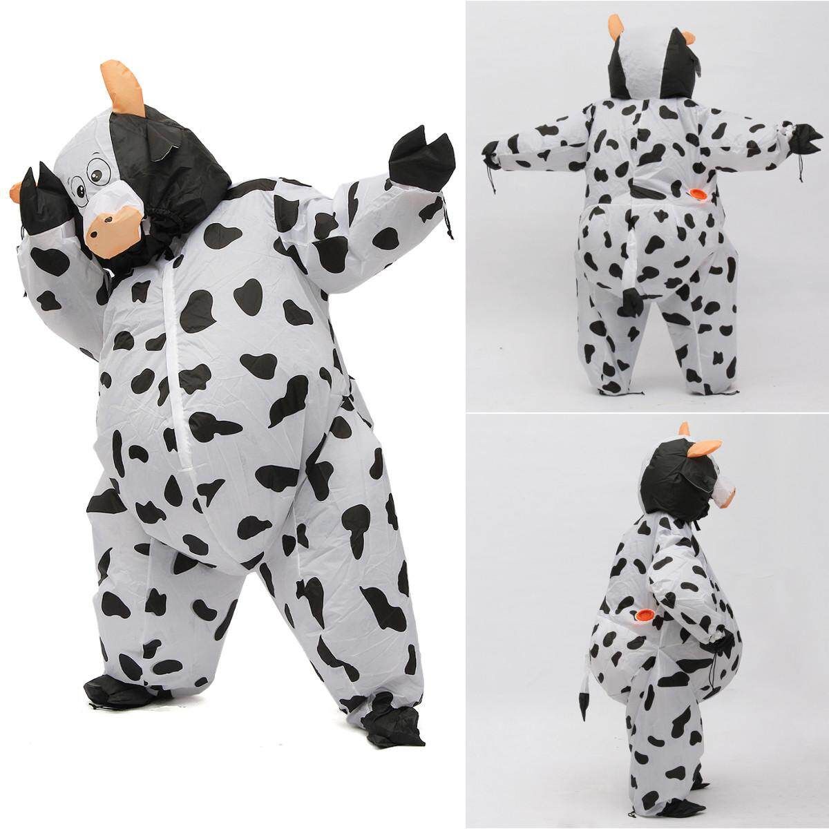 Adult Inflatable Cow Costume Animal Air Blowup Fancy Dress Halloween Outfit Suit