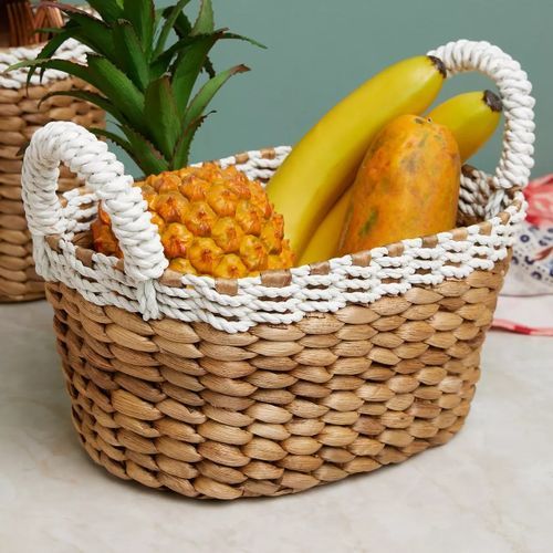 Handmade Abyad Rectangular Organizer Wicker Picnic Basket