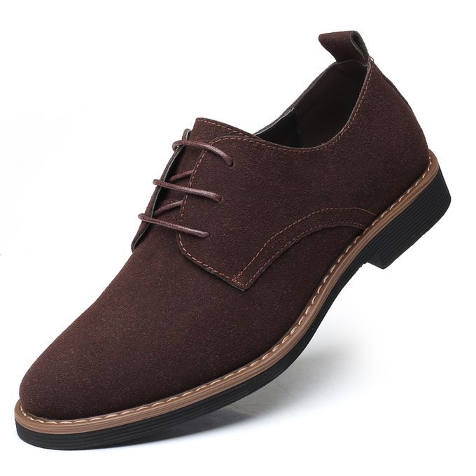 Formal Shoes For Men Suede Leather Shoes Business Wedding Footwear Brown
