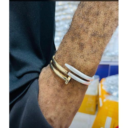 Hand Cuff White And Gold Bracelet