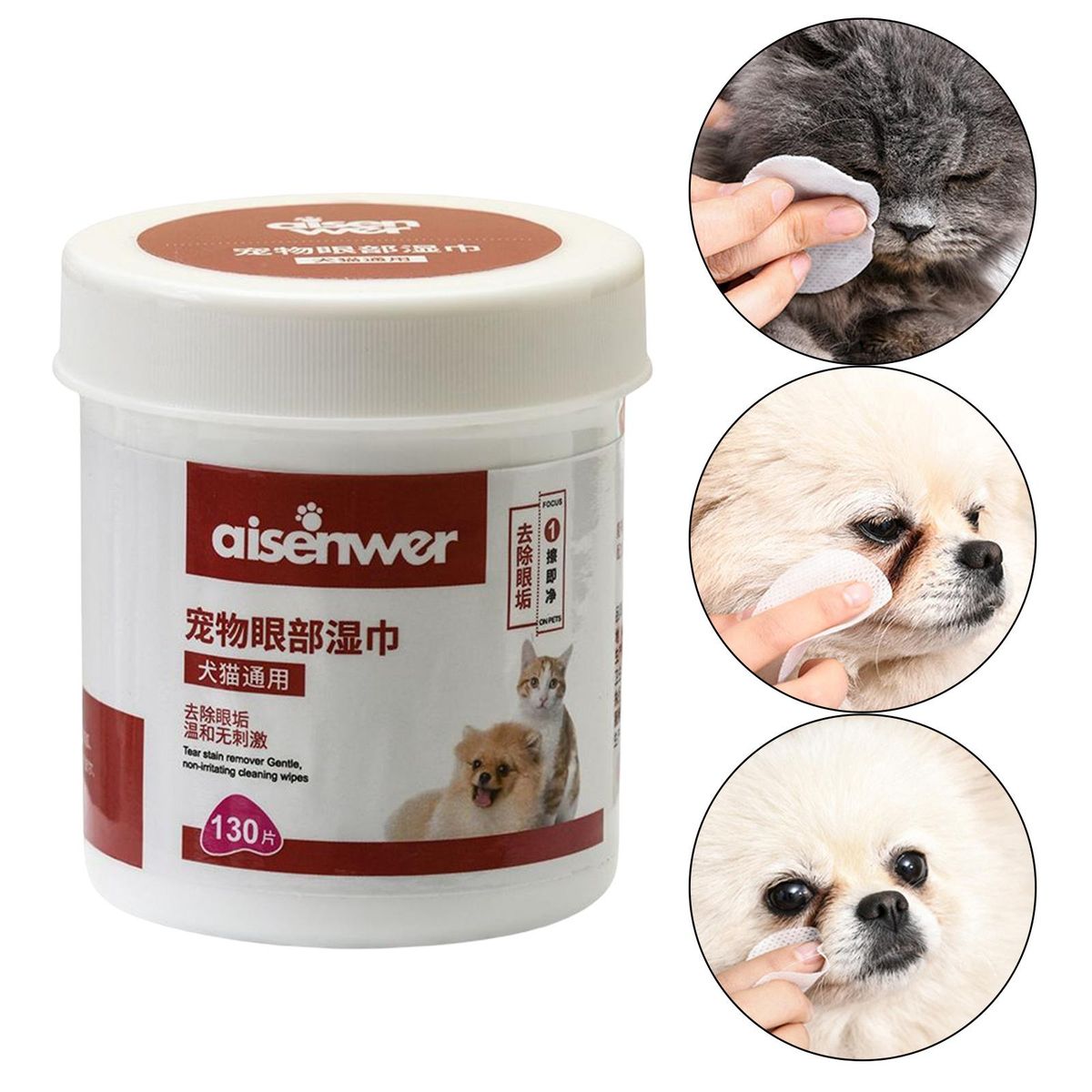 Pet Cleaning Wipes Cat Stain Remover Dog Wet Wipes Grooming Eye 130pcs