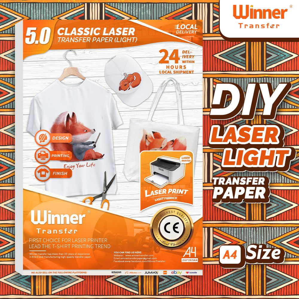 Laser Light 100 Sheets Transfer Paper Printable Vinly For Cotton For Heat Transfer Machine A4