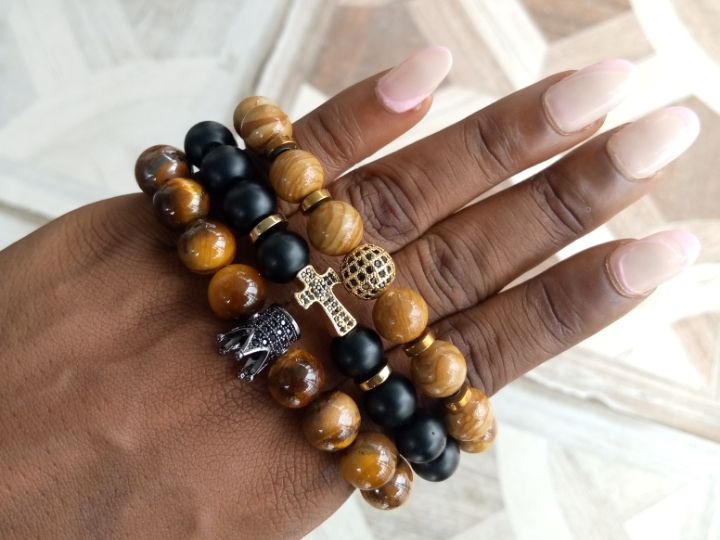 Tiger Eyes Three Set  Beads Bracelets