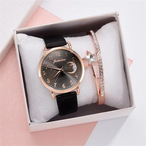 PU With Moon Pattern+bracelet Set