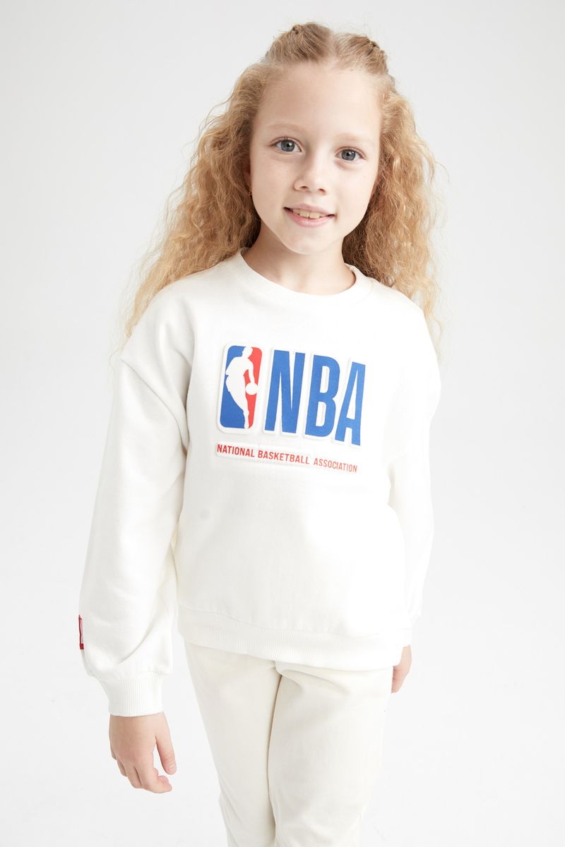 Girl - Relax Fit Crew Neck Long Sleeve Knitted Sweat Shirt - Beige