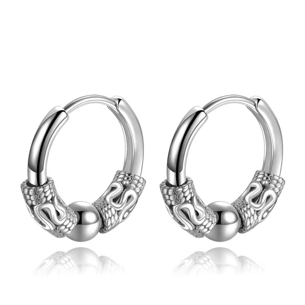 Silver Earrings Trendy Male EU Style Retro Students Ear Stud