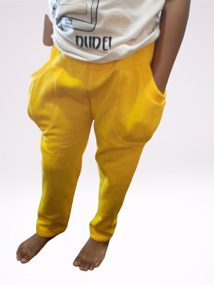 Unisex Girls/Boys Brushed Joggers Pant- Yellow